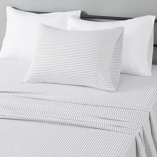 Amazon Basics Lightweight Microfiber 3-Piece Bed Sheet Set, Plum, Printed, Twin XL AmazonBasics