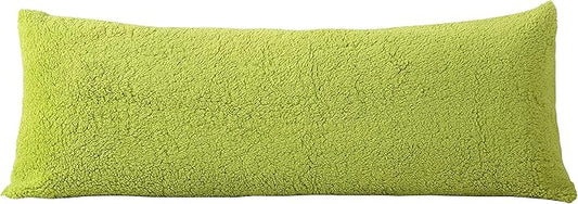 Reafort Ultra Soft Sherpa Body Pillow Cover/Case with Zipper Closure 21"x54" (21"x54" Body Pillow Cover, Lime)