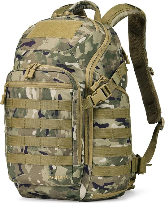 32L Military Tactical Backpack - Rugged Molle Assault Pack Fits 17 Inch Laptop for Survival Hiking Outdoor Travel Work (Camo)