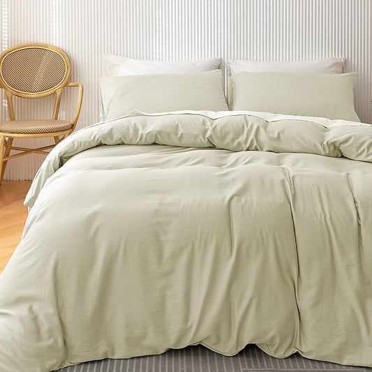 HeimenAogo Egyptian Cotton Duvet Cover Set King, Ultra Soft and Breathable Comforter Cover with Zipper Closure, High Thread Count Long Staple Cotton Blanket Cover 3pcs 104"×90", Mist