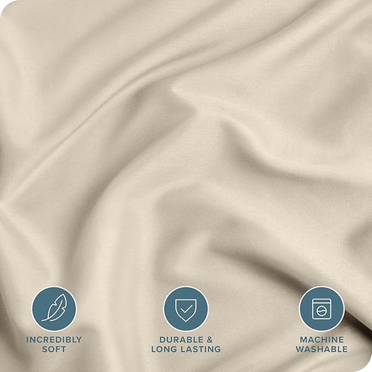 Bare Home Bedding Duvet Cover Oversized King Size - Premium 1800 Super Soft Collection - Lightweight, Duvet Cover - Soft Textured Bedding (Oversized King, Sand)