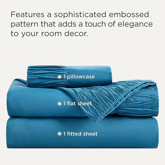 Bedsure Twin XL Sheet Sets Dorm Bedding - 3 Pieces Soft Extra Long Twin Sheets, Hotel Luxury, Easy Care Microfiber for Women, Men, Teal Blue