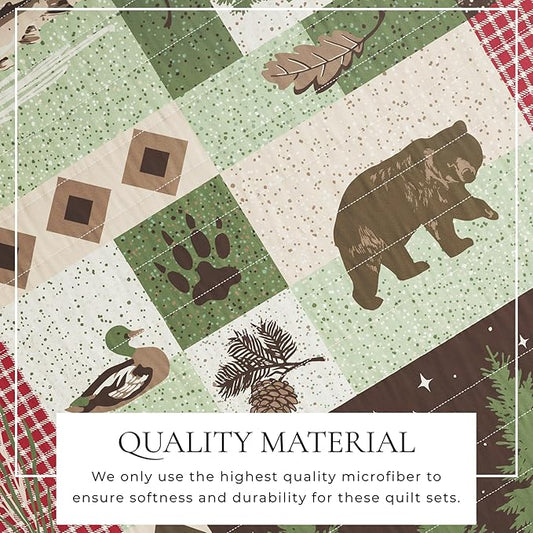 Great Bay Home 3-Piece Reversible Rustic Lodge Bedspread Full/Queen Size Quilt with 2 Shams. All-Season Quilt Set. Wilder Collection (Full/Queen)