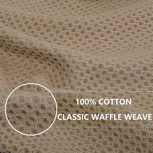 Homaxy 100% Cotton Waffle Weave Kitchen Dish Cloths, Ultra Soft Absorbent Quick Drying Dish Towels, 12 x 12 Inches, 6-Pack, Tan
