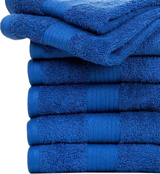 Ample Decor Wash Cloths Set of 50 12 X 12 Inch 100% Cotton 600 GSM, Soft Absorbent, Machine Washable Face Towels, Oeko Tex Certified Reusable Fingertip Towels for Bathroom, Hotel, Gym,Spa-Navy Blue