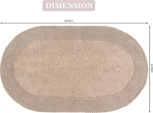 Home Weavers Double Ruffle Collection 100% Cotton Bathroom Rugs Set, Washable Rug, Extra Soft and Absorbent Bath Rug, Kitchen Mat, Bath Mat Set, Bath Floor Mat Non Slip, 24"x40" Rectangle, Linen