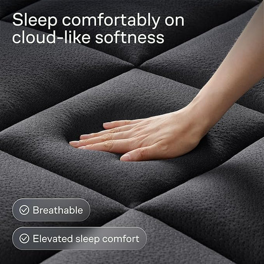Ultra Soft King Size Mattress Topper - Viscose Made from Bamboo Pillow Top Mattress Pad for Back Pain Relief - Naturally Cooling for Hot Sleepers, Black
