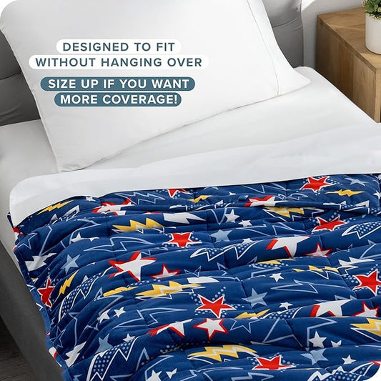 Bare Home Weighted Blanket Twin or Full Size 7lb (40" x 60") - Minky Fleece - Premium Heavy Blanket Nontoxic Glass Beads (Superhero, 40"x60")