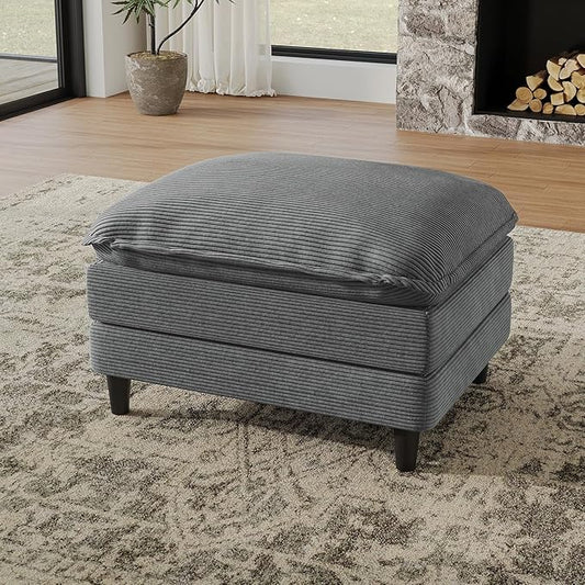 Ottoman for Modular Sectional Sofa, Ottoman Seat for Convertible Sectional, Single Sofa Couch for Living Room, Bedroom, Apartment, Corduroy, Gray