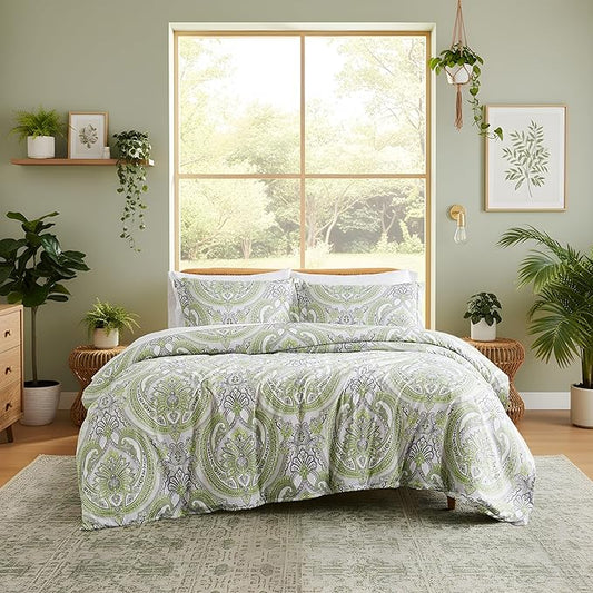 SouthShore FINE LINENS Pure Melody Collection - Premium Quality, Soft, Wrinkle, Fade, & Stain Resistant, Easy Care, Oversized Duvet Cover Set, Twin / Twin XL, Green