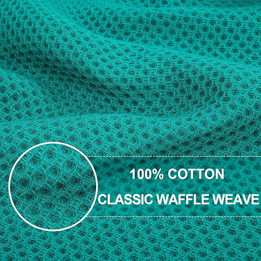 Homaxy 100% Cotton Waffle Weave Kitchen Dish Cloths, Ultra Soft Absorbent Quick Drying Dish Towels, 12 x 12 Inches, 8-Pack, Teal