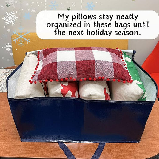 VENO 4 Pack Moving Bags and Large Christmas Decoration Storage Bins with lids. Alternative to Moving Boxes, Packing Supplies for College. Heavy Duty Totes (Blue, 4 Pack)