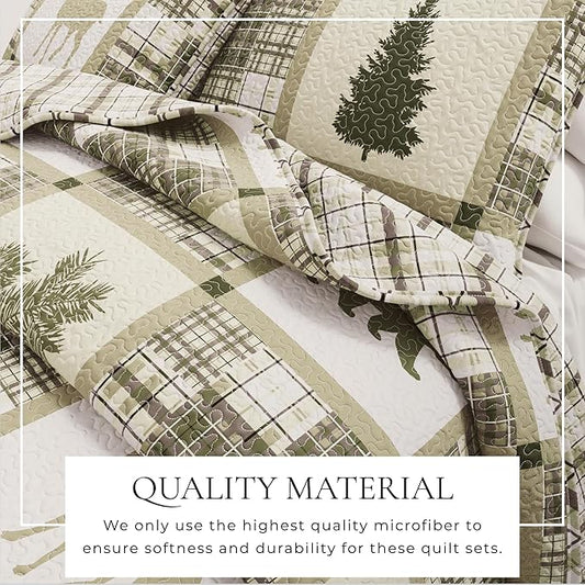 Great Bay Home Lodge Bedspread Twin/Twin XL Size Kid's Quilt Set with 1 Sham. Cabin 2-Piece Reversible All Season Quilt Set. Rustic Quilt Coverlet Bed Set. Stonehurst Collection.