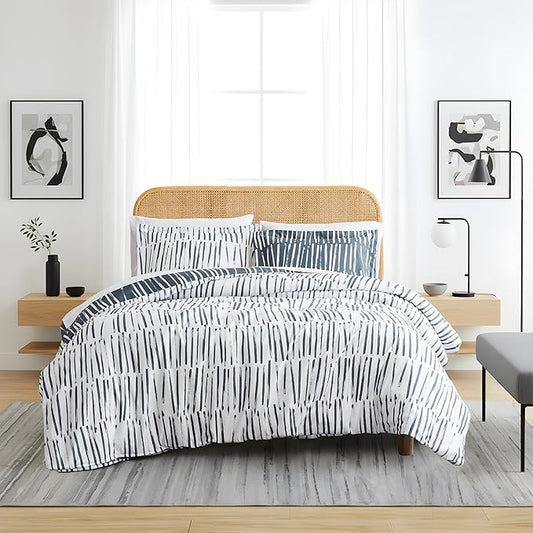 Southshore Fine Living, Inc. Reversible StripedTwin Duvet Cover Set, Premium Microfiber XL/Twin Comforter Cover, Wrinkle-Resistant, Machine Washable – Includes 1 Duvet Cover and 1 Sham, Spirit