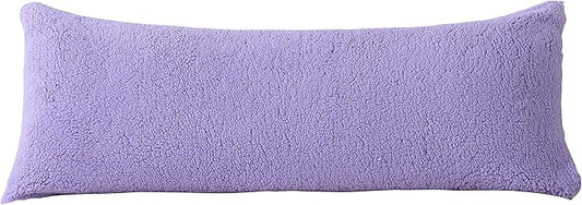 Reafort Ultra Soft Sherpa Body Pillow Cover/Case with Zipper Closure 21"x54" (21"x54" Body Pillow Cover, Lilac)