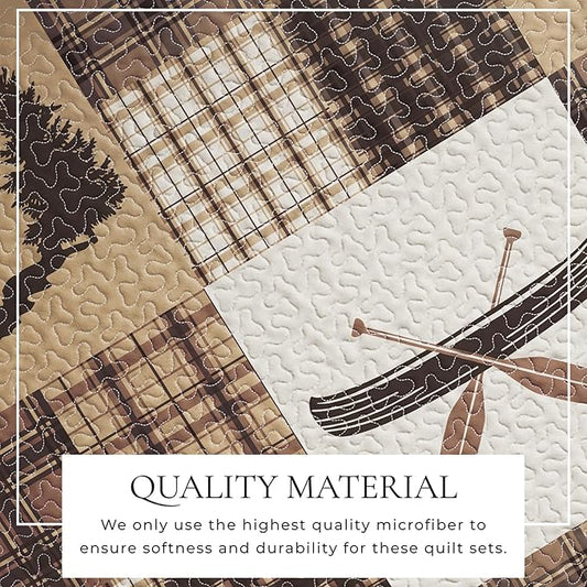 Great Bay Home Lodge Bedspread Full/Queen Size Quilt with 2 Shams. Cabin 3-Piece Reversible All Season Quilt Set. Rustic Quilt Coverlet Bed Set. Redwood Collection.