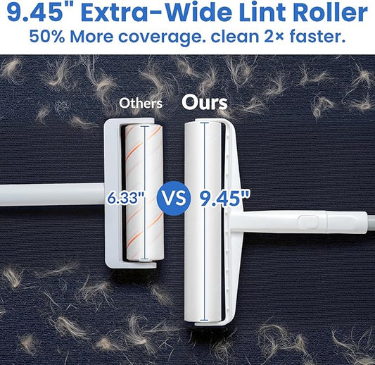 Lint Roller Refills (2 Pack, 180 Sheets) โ DELOMO 9.45 in Large Lint Roller Refill, Compatible Only with DELOMO Large Lint Roller, for Cleaning Carpets, Cars, Beds, Couches & Pet Hair