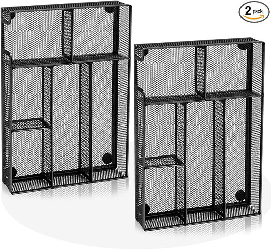 Desk Drawer Organizer, Office Drawer Divider Organizer Tray with 6 Compartments, Metal Mesh Desktop Organization and Accessories for Stationery Makeup Kitchen Toolroom School &Office, 12.6x8.27x1.6 in