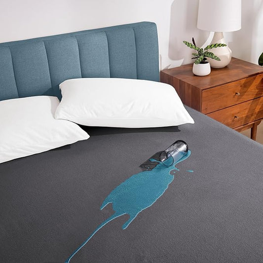 Bare Home Queen Size Mattress Protector - 100% Waterproof & Breathable - Premium Cooling Mattress Cover - Protects Against Spills - Vinyl Free Noiseless - Protect Your Mattress (Queen, Grey)