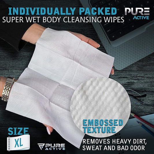 Shower Body Wipes, 60 Individually Wrapped Personal Hygiene Body Wipes for Women and Men, Keep Clean After Gym Travel Camping Outdoors Sports