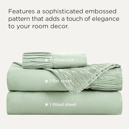 Bedsure Twin Sheets Set - 3 Pieces Soft Twin Bed Sheets - Breathable & Cooling - Hotel Luxury - Easy Care Polyester Microfiber Bedding for Women, Men, Sage Green