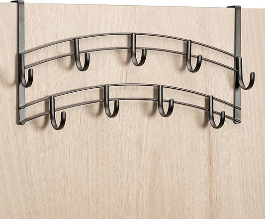 LYNK Professional® Home™ Over Door Hooks Rack - 9 Hook Over Door Hanger - Over Door Towel Rack - Hanging Towels or Clothes - Bathroom, Bedroom or Laundry Room - Lifetime Ltd. Warranty - Bronze