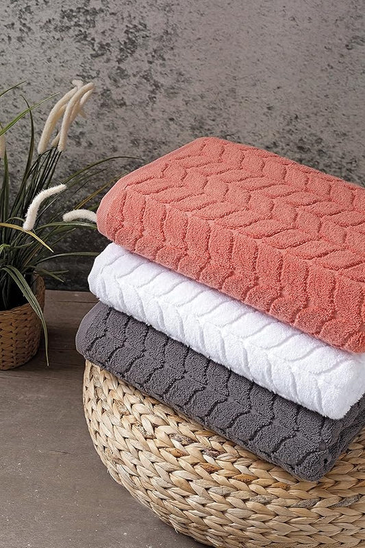 BAGNO MILANO Turkish Bath Towels, Soft Plush Jacquard Luxury Bath Towels, Quick Dry Towel Set (Charcoal, 2 pcs Bath Towel Set)