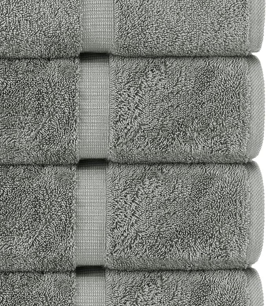 Chakir Turkish Linens | Hotel & Spa Quality 100% Cotton Luxury Turkish Towels | Soft & Absorbent (30x60 Inches Extra Large Bath Towels, Set of 4 - Gray)