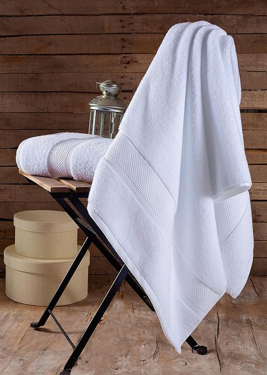 BAGNO MILANO Turkish Towels, Ultra Soft, Plush Luxury Turkih Cotton Bath Towels, Quick Dry Towel Set Made in Turkey (White, 2 Pcs Bath Towel Set)