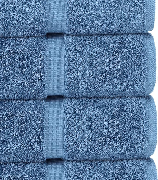 Chakir Turkish Linens | Hotel & Spa Quality 100% Cotton Luxury Turkish Towels | Soft & Absorbent (30x60 Inches Extra Large Bath Towels, Set of 4 - Wedgewood)