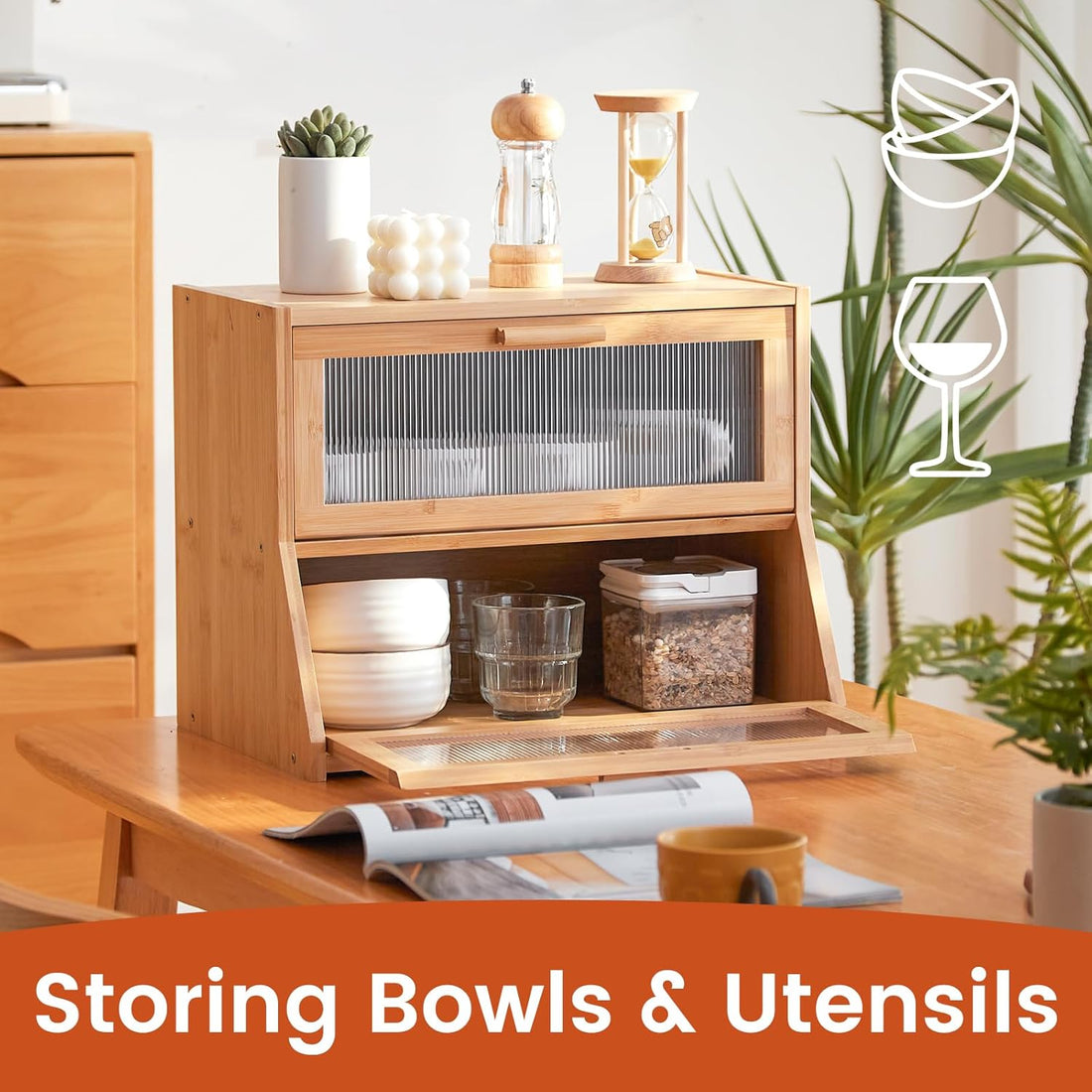 Double Layer Bamboo Bread Box for Small Kitchens: A Smart Countertop Storage Solution - Dormly