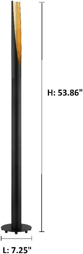 EGLO 97584A Barbotto 53.86 Inch LED Dimmable Floor Lamp Plug-in Lighting for Living Room, Bedroom, Dorm, and Office, Black/Gold
