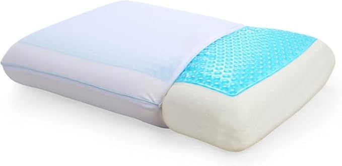 Cool Gel Cooling Pillow for Sleeping, Queen Size Cooling Memory Foam Pillow for Hot Sleepers, Reversible Ergonomic Design, Pressure Relief, Spine Alignment, Side, Back Contouring Support