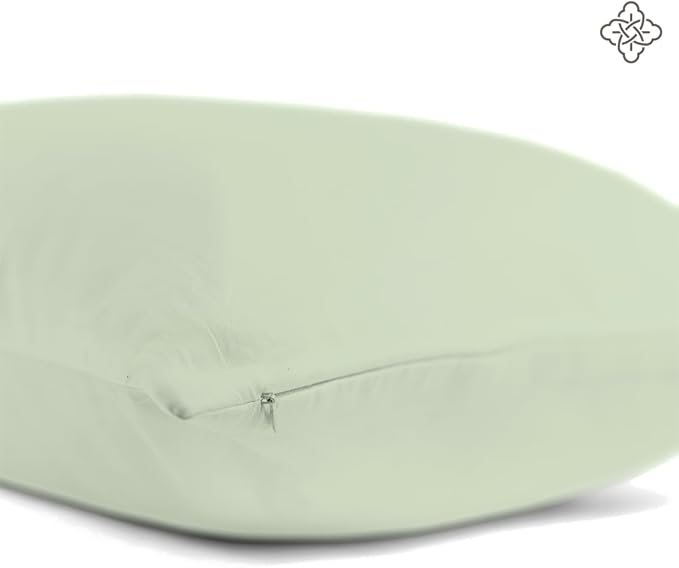 Bioweaves 100% Organic Cotton Body Pillow Cover for Body Pillowcases 300 Thread Count Soft Sateen Weave GOTS Certified with Zipped Closure - 21" x 54", Pastel Green