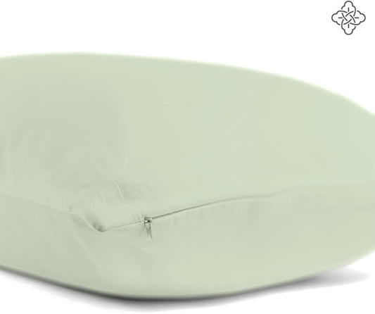Bioweaves 100% Organic Cotton Body Pillow Cover for Body Pillowcases 300 Thread Count Soft Sateen Weave GOTS Certified with Zipped Closure - 21" x 54", Pastel Green