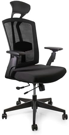 SUNLINE Ergo Plus Ergonomic Office Chair - Desk Chair, Mesh Computer Leatherette Headrest, Memory Foam Seat, and Smooth Casters - Adjustable Lumbar Support, Home Office - Black, 330 lbs