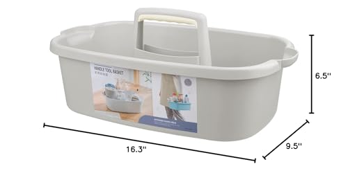 JiatuA Large Cleaning Supplies Caddy Portable Shower Basket Supply Organizer with Handle Plastic Bucket Tool Storage for Bathroom, Bedroom, Kitchen, College Dorm, Garden, Dark Gray Dormly
