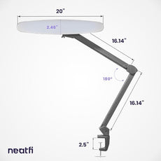 Neatfi XL 2,200 Lumens LED Task Lamp, 24W Super Bright Desk Lamp, 117 Pcs SMD LED, 4 Level Brightness, Dimmable, Task Light for Home, Office, Workbench (Non-CCT, Gray Wood)
