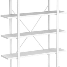 HSH 5 Tier Tall White Bookshelf, Metal and Wood Storage Book Shelves for Bedroom Living Room Office, Modern Large White Bookcases and Bookshelves 5 Shelf, Farmhouse Open Vertical Display Book Shelf