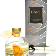 LOVSPA Reed Diffuser Set, Mandarin Lime & Basil Scented Oil Diffuser with Sticks, Home Fragrance Accessories for Bathroom Shelf Decor, Aroma Diffusers for Home or Office Desk, USA Made