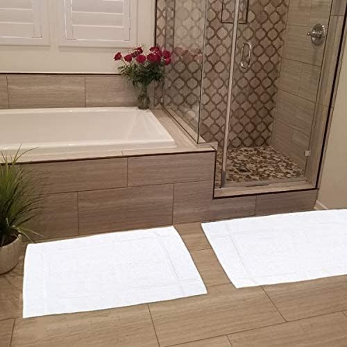 GOLD TEXTILES Cotton Blend Economy White Hotel Bath Mat Towel (18x25 Inches) Light Weight Quick Drying & Machine Washable (48 Pack)