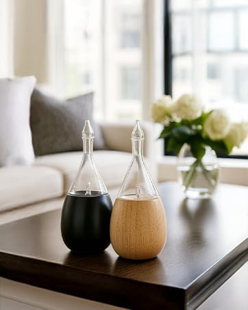 Raindrop 2.0 Aromatherapy Diffuser for Essential Oil, Waterless Glass Nebulizer w/Auto-Off Switch, BPA Free - Black