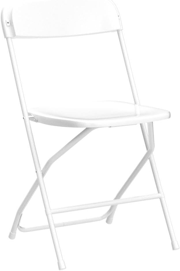 Allpop 10 Pack Plastic Folding Chair, 300lb Capacity, Portable Commercial Chair with Steel Frame for Home Office Wedding Party Indoor Outdoor Events, Stackable, White