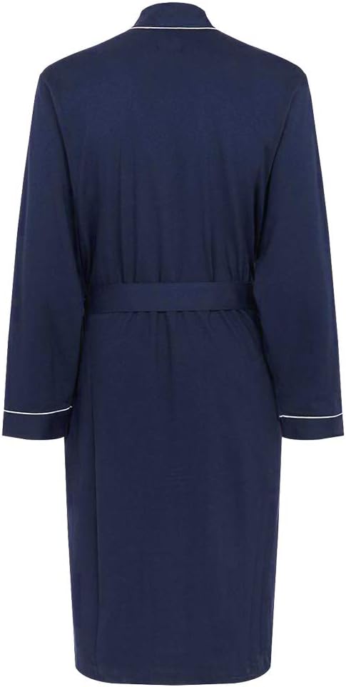 HOLOVE Men's Pure Cotton Bathrobe Lightweight Kimono and Hooded Spa Robes Soft Sleepwear