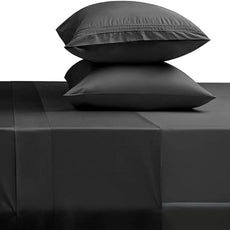 SONORO KATE Bed Sheet Set Super Soft Microfiber 1800 Thread Count Luxury Egyptian Sheets Fit 18-24 Inch Deep Pocket Mattress Wrinkle-4 Piece (Black, California King)