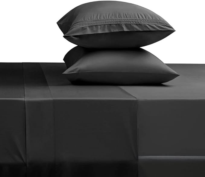 SONORO KATE Bed Sheet Set Super Soft Microfiber 1800 Thread Count Luxury Egyptian Sheets Fit 18-24 Inch Deep Pocket Mattress Wrinkle-4 Piece (Black, California King)
