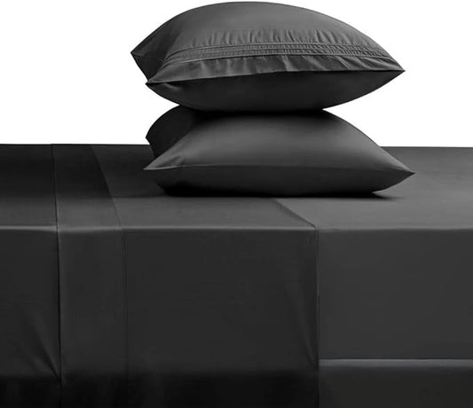 SONORO KATE Bed Sheet Set Super Soft Microfiber 1800 Thread Count Luxury Egyptian Sheets Fit 18-24 Inch Deep Pocket Mattress Wrinkle-4 Piece (Black, California King)