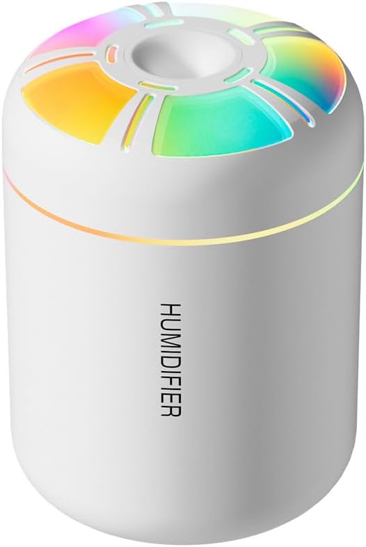 180ml Portable Small Humidifier with Colorful LED Night Light, USB Personal Desktop Humidifier for Car Home Office Travel, Auto Shut-Off, 2 Mist Modes, Super Quiet