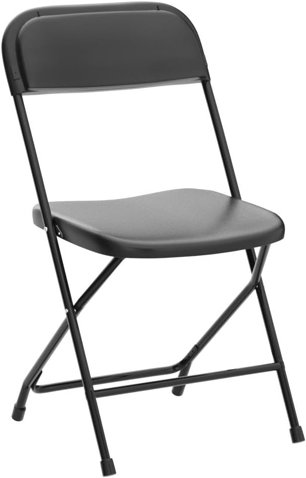 Allpop 5 Pack Plastic Folding Chair, 300lb Capacity, Portable Commercial Chair with Steel Frame for Home Office Wedding Party Indoor Outdoor Events, Stackable, Black