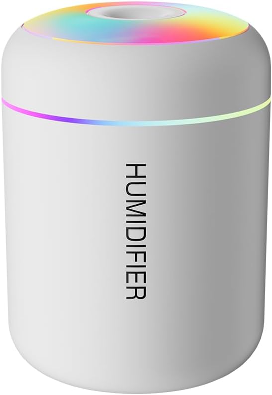 180ml Portable Small Humidifier with Colorful LED Night Light, USB Personal Desktop Humidifier for Car Home Office Travel, Auto Shut-Off, 2 Mist Modes, Super Quiet